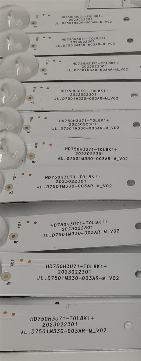 KIT DE LEDS PARA TV HISENSE ORIGINAL / INCOMPLETO SOLO 19 PIEZAS / NUMERO DE PARTE JL.D7501M330 / JL.D7501M330-003AL-M_V02 / JL.D7501M330-003AR-M_V02 / PANEL HD750H3U71-T0L8K1 / DISPLAY HV750QUB-F92 / MODELO 75U7K / KIT CONSTA ORIGINALMENTE DE 20 PIEZAS - Imagen 4