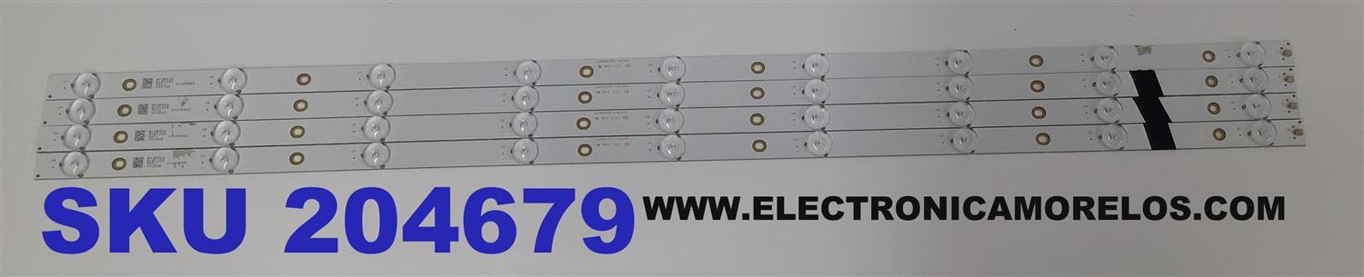 KIT DE LEDS PARA TV SEIKI ORIGINAL 4 PIEZAS / NUMERO DE PARTE JL.D40091235-111AS-R7N / AE12530 / 21005485 / D161205 / T411 / MODELO SFM40
