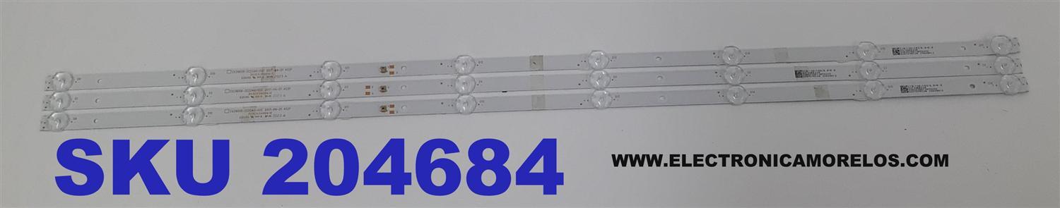 KIT DE LEDS PARA TV RCA ORIGINAL 3 PIEZAS / NUMERO DE PARTE 303CX390041E / CX39D08-ZC22AG-02E / 2010068324 / 3080539Z10DTZ003 / 200707AC04 / CX400M12 / PANEL CX400DLEDM / MODELO RLDED4016A-E