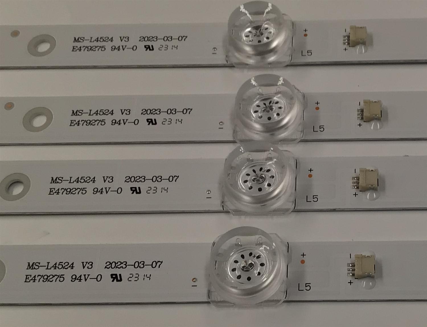 KIT DE LEDS PARA TV AKAI ORIGINAL 4 PIEZAS / NUMERO DE PARTE MS-L4524 V3 / 1.3.10700000229 MC 3414 50 / A5 224-232 3.2-3.4  / 600 001713 / MODELOS 50EVLS4 / K50DLG12U / AK50H1485 - Imagen 3
