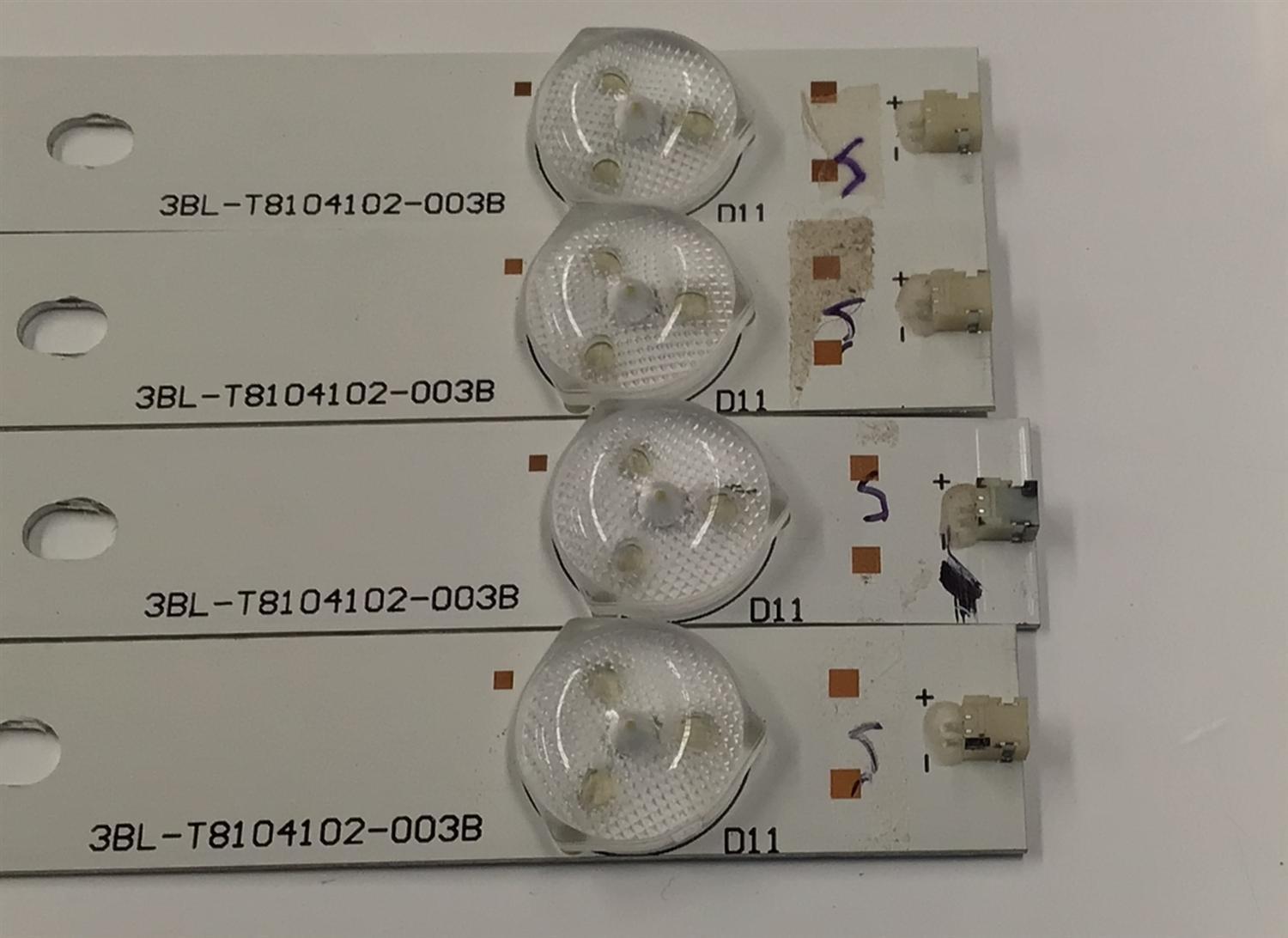 KIT DE LEDS PARA TV DIGITREX ORIGINAL 4 PIEZAS / NUMERO DE PARTE 3BL-T8104102-003B / DY-01E340369 / 6050120010 / JS-SY33EFED-0001 / PANEL HK395WLEDM-CH03H / DISPLAY V400HJ6-PE1 / MODELO DX40FKM - Imagen 3