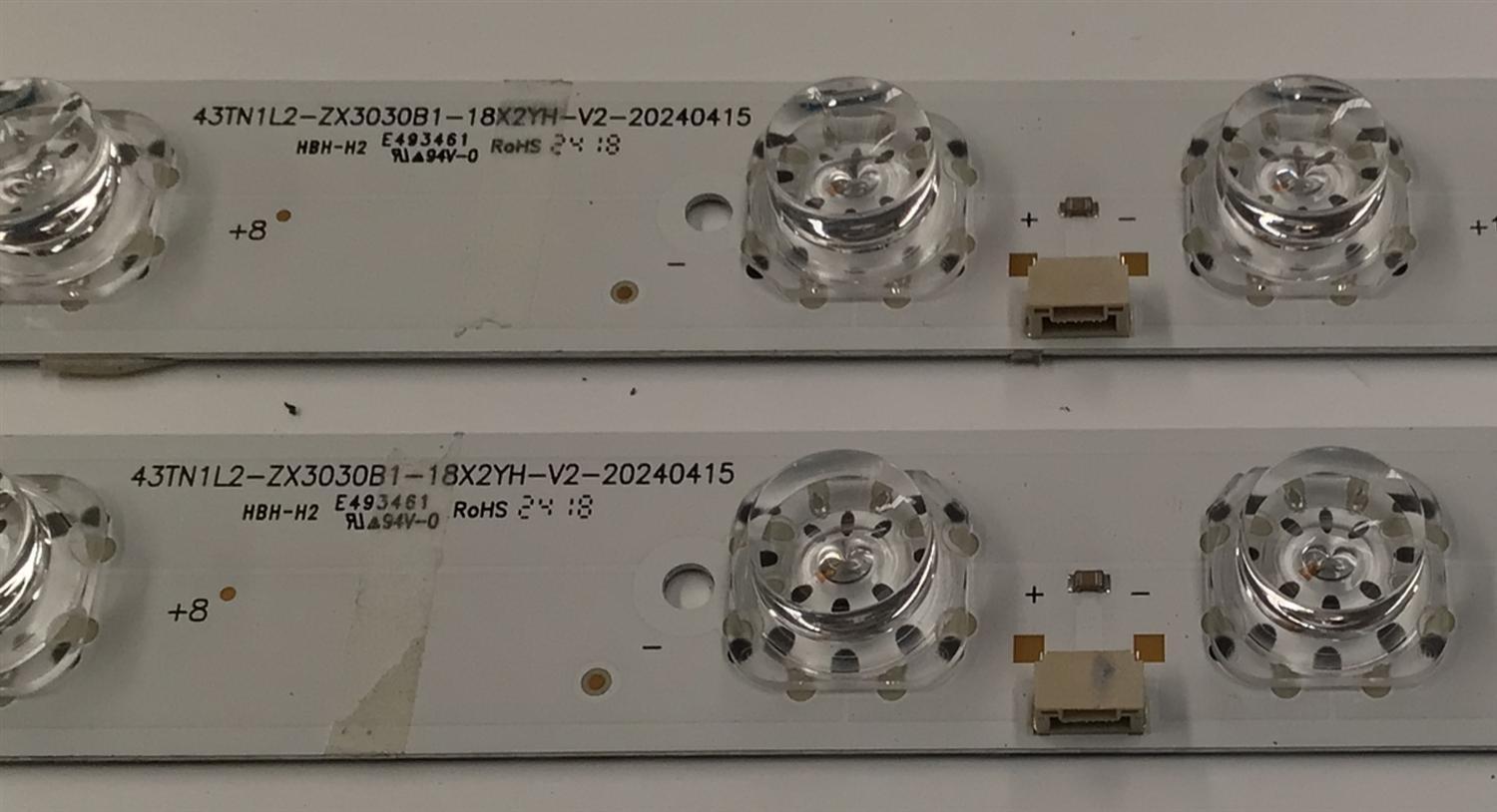 KIT DE LEDS ORIGINAL PARA TV TCL 2 PIEZAS / NUMERO DE PARTE 43TN1L2-ZX3030B1-18X2YH-V2-20240415 / 43TN1L2 / ZX3030B1 / 18X2YH-V2 / 20240415 / N0101-000507-A00 / 240511-32QJ4 / 578441 / 578442 / PANEL LVU430NDAL / PT430GT03-1 / MODELO 43Q51BG / 43Q51BR / 43Q5K - Imagen 2