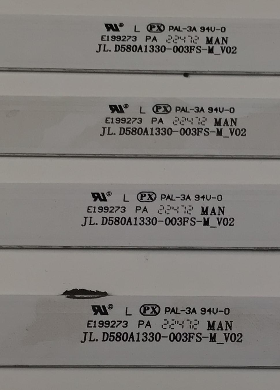 KIT DE LEDS PARA TV HISENSE ORIGINAL 4 PIEZAS / NUMERO PARTE JL.D580A1330-003FS-M / JL.D580A1330-003FS-M_V02 / HD580Y1U91-TBL2+2021041601 / 1258671 / B1 D230126 WH / PANEL HD580Y1U91-TBL2 / HD580Y1U92-TAL2 /  MODELO 58A6BGTUK / 58A6KV - Imagen 5