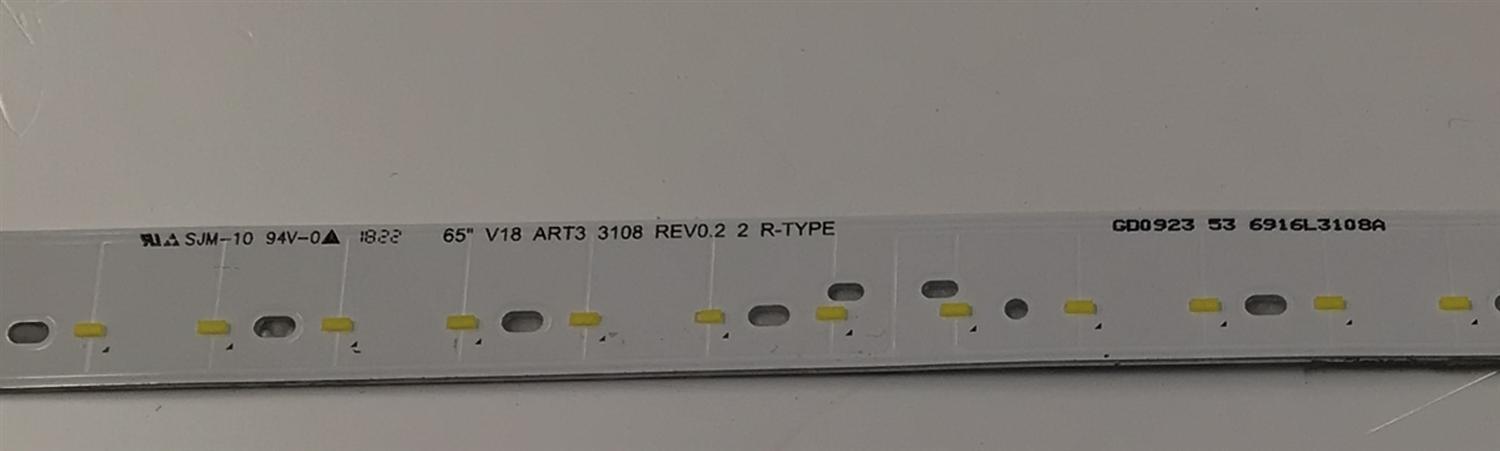 KIT DE LEDS PARA TV LG ORIGINAL 2 PIEZAS / NUMERO DE PARTE 6916L-3108A / 6916L-3110A / 65" V18 ART3 3108 REV0.2 2 R-TYPE / 65" V18 ART3 3110 REV0.2 2 L-TYPE / PANEL LC650EQG / DISPLAY LC650EQG (FL)(M1) / MODELO 65UK7700AUB / 65UK7700PUD - Imagen 3