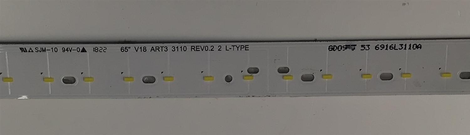 KIT DE LEDS PARA TV LG ORIGINAL 2 PIEZAS / NUMERO DE PARTE 6916L-3108A / 6916L-3110A / 65" V18 ART3 3108 REV0.2 2 R-TYPE / 65" V18 ART3 3110 REV0.2 2 L-TYPE / PANEL LC650EQG / DISPLAY LC650EQG (FL)(M1) / MODELO 65UK7700AUB / 65UK7700PUD - Imagen 2