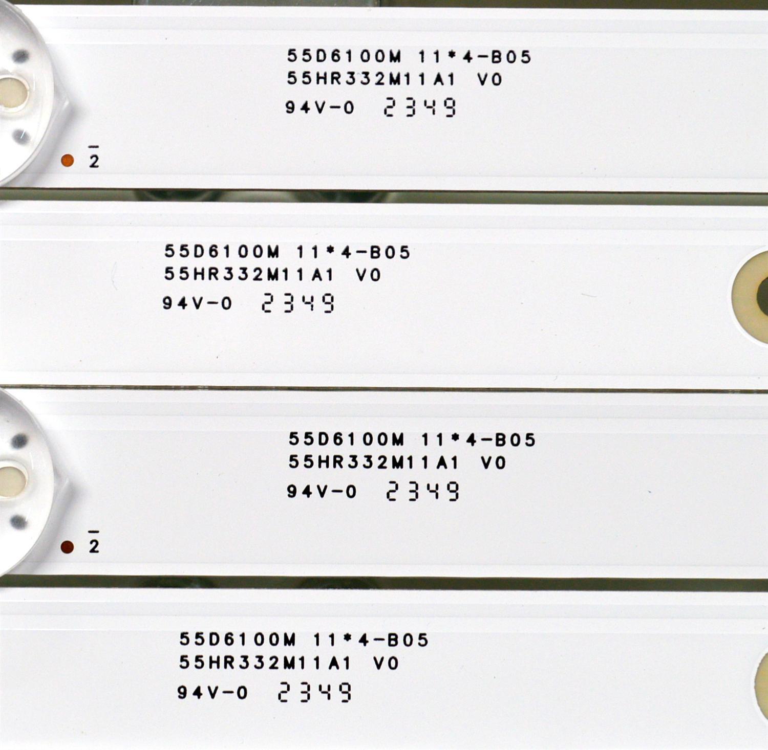 KIT DE LEDS ORIGINAL NUEVOS PARA TV XIAOMI 4 PIEZAS / NUMERO DE PARTE 55HR332M11A1 V0 / 55D6100M / 4C-LB550T-HR24C / 55D6100M 11*4 / 55HR332M11A1 / LJ2A10R2C / 231225 / MODELO L55M8-A2LA - Imagen 2