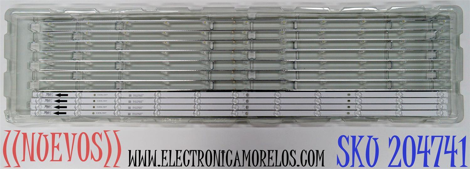 KIT DE LEDS ORIGINAL NUEVOS PARA TV LG 4 PIEZAS / NUMERO DE PARTE 55HR332M11A0 V0 / 55D2000 / 4C-LB550T-HR12C / 55D2000 11*4 / LL7RB2R1C / 55HR332M11A0 / E493481 / PANEL LVU550LGDX / NC650TQG-ABKH1 / MODELOS 55UP7000PUA / 55UP7000PUA.CWMYLH