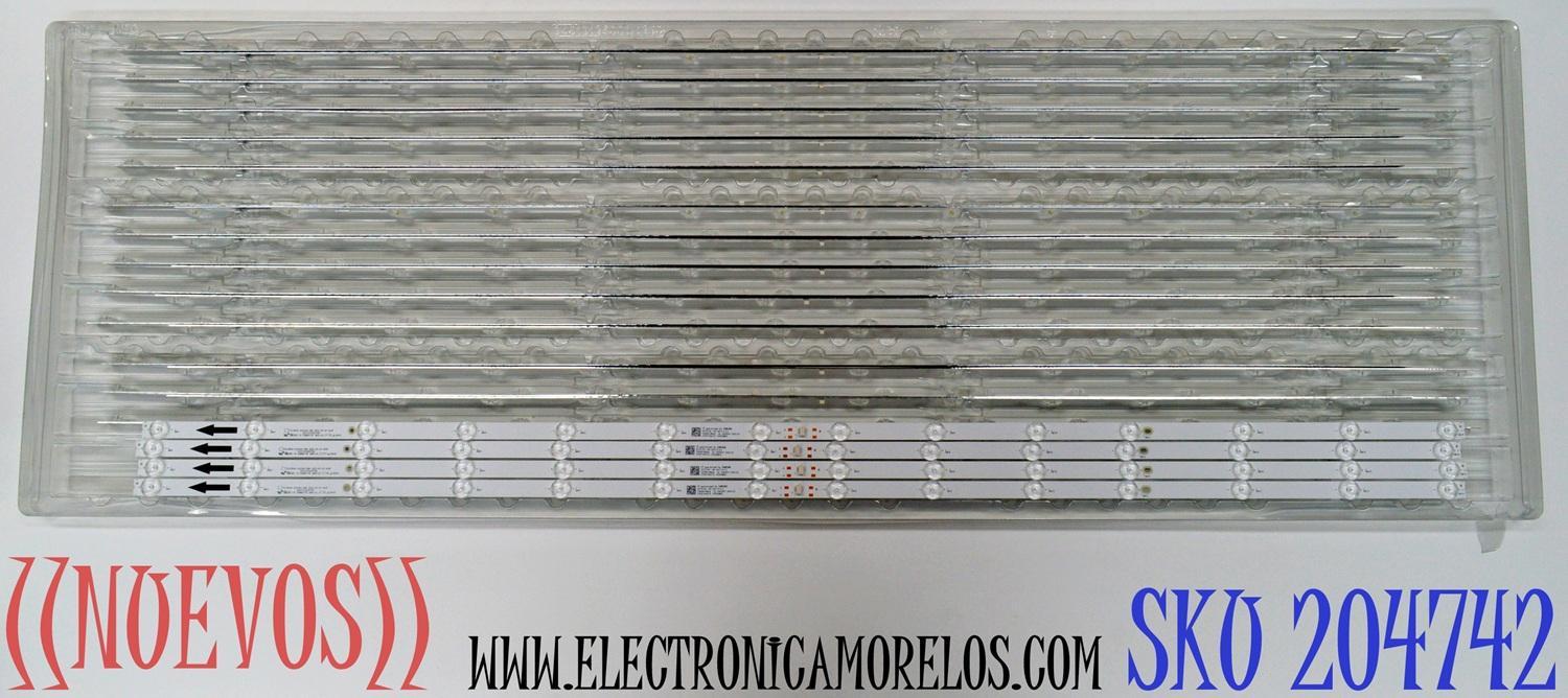 KIT DE LEDS ORIGINAL NUEVOS PARA TV PHILIPS 4 PIEZAS / NUMERO DE PARTE TCL55D14-ZC42AG-09D / 303TC550070D / 4L-ZX055T-ZC012C / TC550M53 / E469119 / PANEL LVU550CSDX E0647 / DISPLAY ST5461D12-6 VER.2.2 / MODELO 55PFL5756 / 55PFL5756/F7