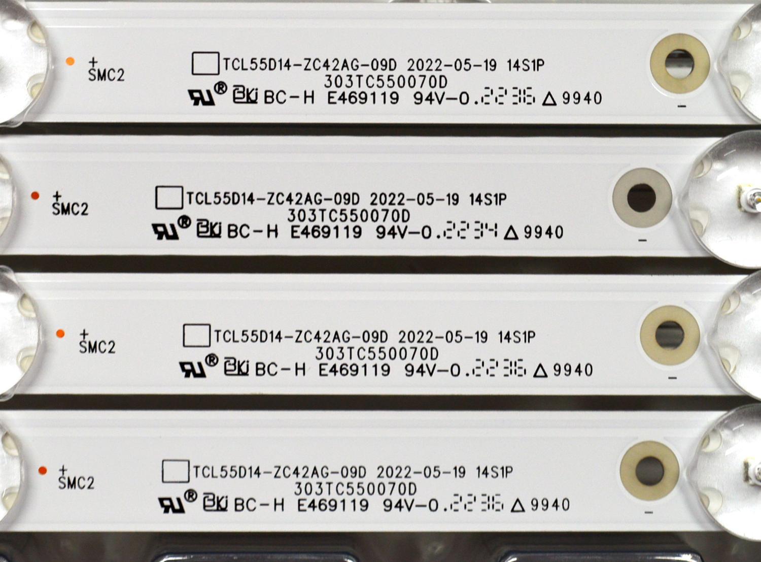 KIT DE LEDS ORIGINAL NUEVOS PARA TV PHILIPS 4 PIEZAS / NUMERO DE PARTE TCL55D14-ZC42AG-09D / 303TC550070D / 4L-ZX055T-ZC012C / TC550M53 / E469119 / PANEL LVU550CSDX E0647 / DISPLAY ST5461D12-6 VER.2.2 / MODELO 55PFL5756 / 55PFL5756/F7 - Imagen 2