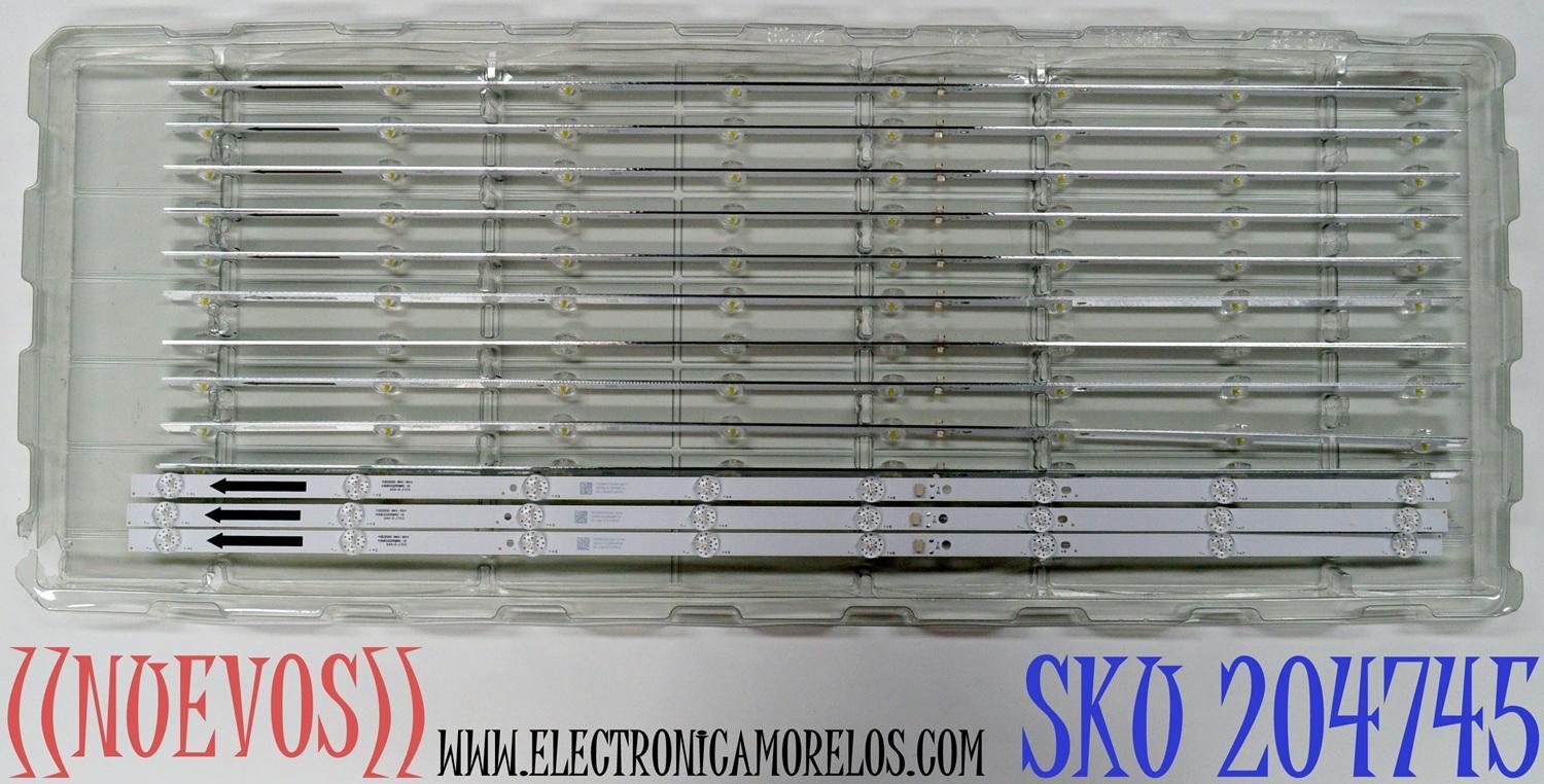 KIT DE LEDS ORIGINAL NUEVOS PARA TV HKPRO 3 PIEZAS / NUMERO DE PARTE 43HR332M08AC V1 / 4C-LB430T-HRFC / 43D2000 / 43D2000 8*3 / 43HR332M08AC / PANEL LVF430HKDX / DISPLAY PT430CT03-14 / MODELO HKP43R01
