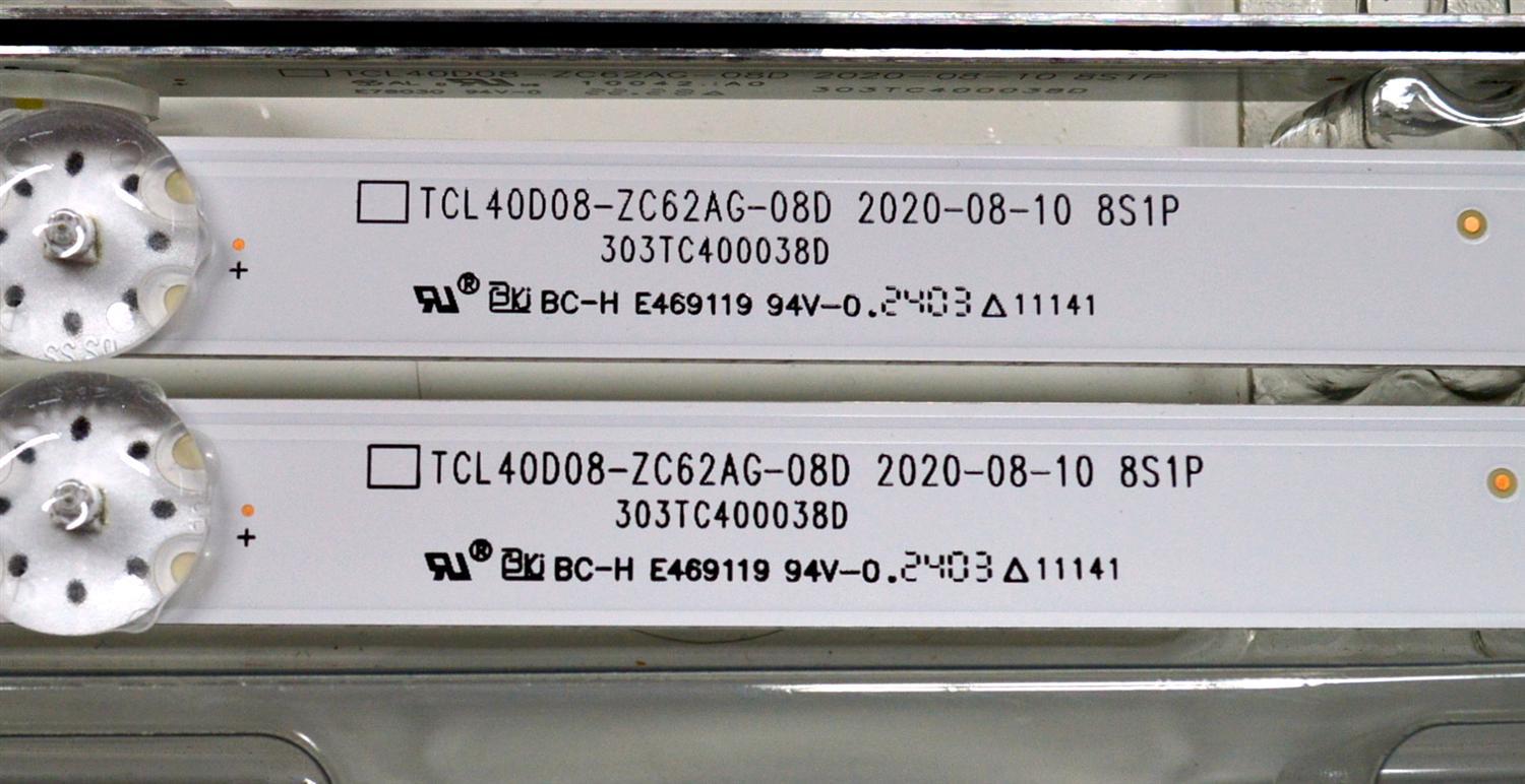 KIT DE LEDS ORIGINAL NUEVOS PARA TV HKPRO 2 PIEZAS / NUMERO DE PARTE TCL40D08-ZC62AG-08D / 303TC400038D / 4C-LB400T-ZC2C / TC400M05 / PANEL LVF400CMDX / DISPLAY V400HJ9-PE1 REV.C4 / MODELOS HKP40SM11 / ATV-40HDR - Imagen 2
