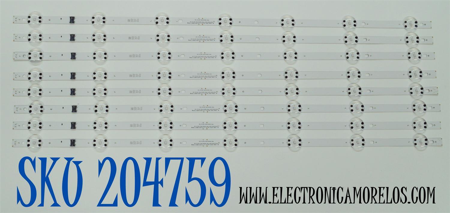 KIT DE LEDS ORIGINAL PARA TV LG 8 PIEZAS / NUMERO DE PARTE EAV65042401 / SSC_Y22_SLIM TRIDENT_65UQ90_SHARP / SSC_Y22_SLIM TRIDENT_65UQ90_SHARP_(0.6PI)_REV00 / SHARP650S8 / MODELO 65UN6955 / 65UP7670 / 65UP8000 / 65UQ7070 / 65UQ8000 / 65UQ9000 / 65UR640