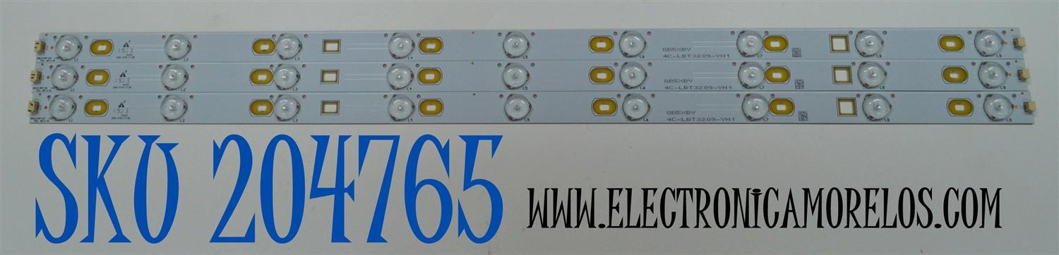 KIT DE LEDS ORIGINAL PARA TV SHARP 3 PIEZAS / NUMERO DE PARTE 4C-LBT3209-YH1 / TCL 32-1-9 / TCL 32-1-9-V3 / 006-P2K1713B / GB5XBV / PANEL LVW320NDAL / MODELO LC-32LE450U
