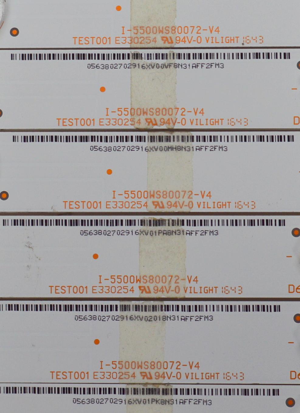 KIT DE LEDS ORIGINAL PARA TV VIZIO 12 PIEZAS / NUMERO DE PARTE I-5500WS80072-V4 / TEST001 E330254 / 05638027029 / PANEL LSC55FN11-801 / MODELO E55U-D2 / E55U-D2 LWZQTYDS - Imagen 3