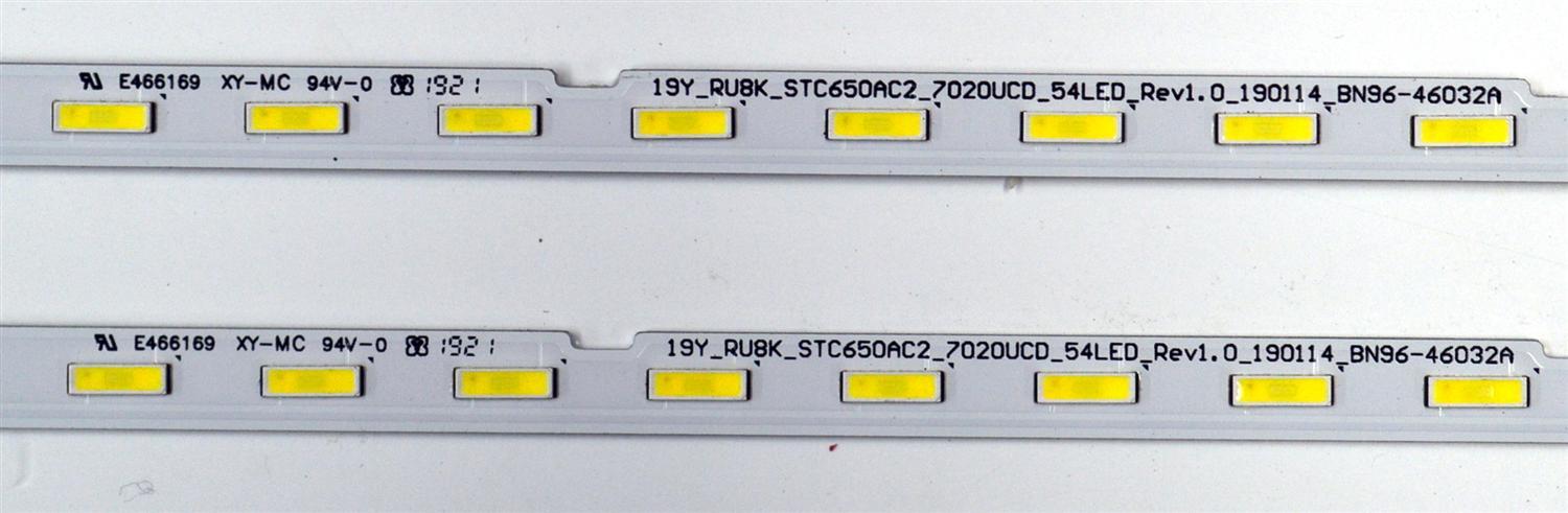 KIT DE LEDS ORIGINAL PARA TV SAMSUNG 2 PIEZAS / NUMERO DE PARTE BN96-46032A / 19Y_RU8K_STC650AC2_7020UCD_54LED_REV1.0_BN96-46032A / 46032A / E466169 / XY-MC / MODELO UA65RU7400 / UE65NU7500 / UE65NU7675 / UE65RU8000 / UN65RU800 / UE65NU7470 / UN65NU740 - Imagen 4