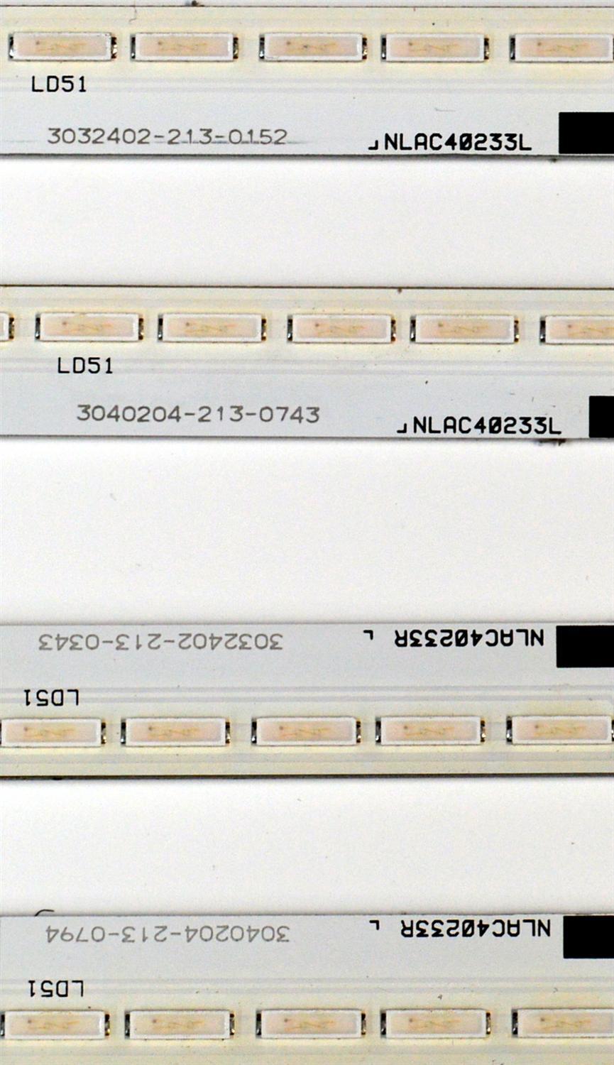 KIT DE LEDS ORIGINAL PARA TV SONY 4 PIEZAS / NUMERO DE PARTE NLAC40233 / NLAC40233L / NLAC40233R / AST233R-42A1 / AST233L-42A1 / 3032402-213 / 3040204-213 / MODELO KD-55X8500A / KD55X8500A / XBR-55X850A / XBR55X850A / XBR-55X905A / XBR55X905A - Imagen 3