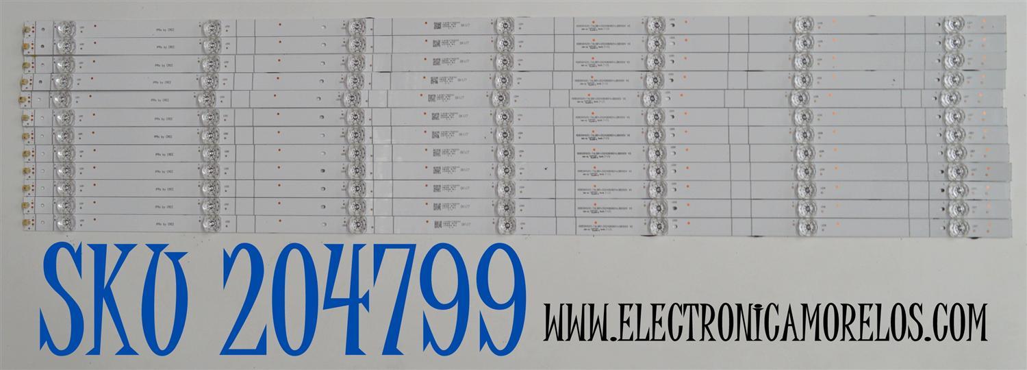 KIT DE LEDS ORIGINAL PARA TV HISENSE 12 PIEZAS / NUMERO DE PARTE LB8500V V0 / HD850H1U51-TAL6B1+2024060601+LB8500V V0 / 1405178500 / HE85 E7F / 8KU7 / PANEL HD850H1U51-TAL6B1\ROH / DISPLAY T850QVN03.4 / MODELO 85R6030N