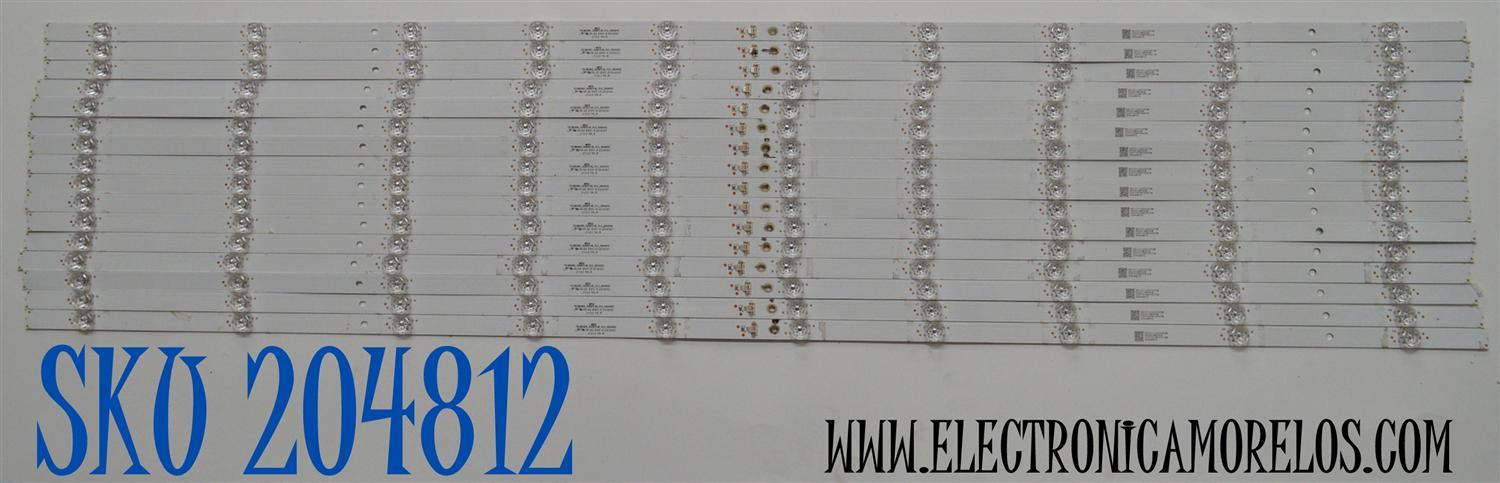 KIT DE LEDS ORIGINAL PARA TV TCL 16 PIEZAS / NUMERO DE PARTE TCL98LB05 / TCL98LB05_3030F2.4D_V1.2_20240113 / N0101-000359 / A0001/FD2 / 240702 / ZMAS/TG / PANEL LVU980NDJL / DISPLAY ST9751D01-4 VER.2.2 / MODELO 98Q672G