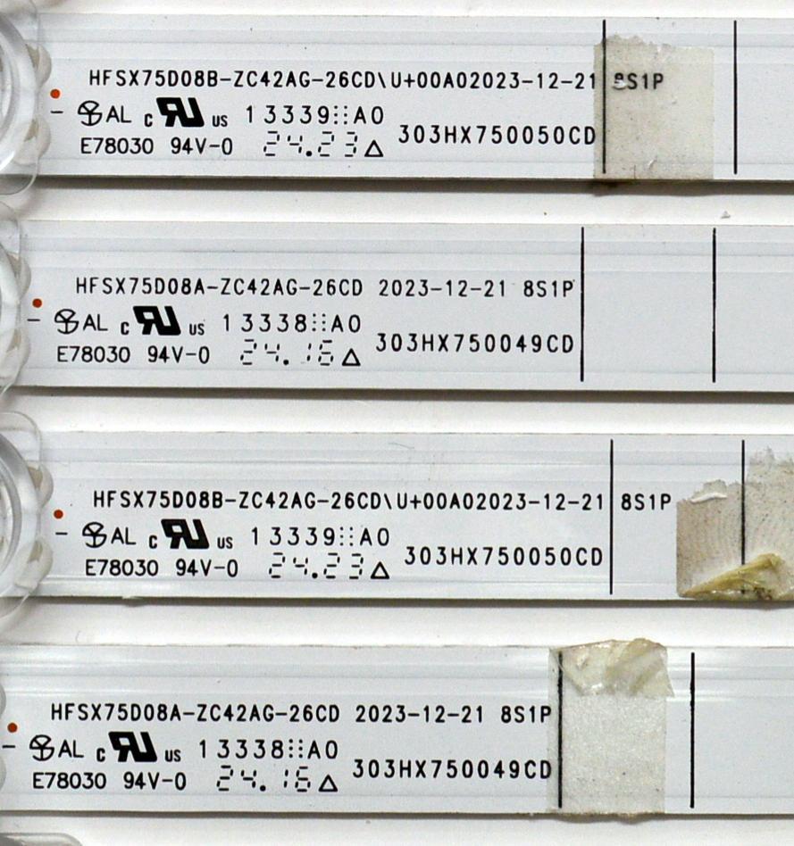 KIT DE LEDS ORIGINAL PARA TV VIZIO 16 PIEZAS / NUMERO DE PARTE HFSX75D08A / HFSX75D08B / HFSX75D08A-ZC42AG-26CD / HFSX75D08B-ZC42AG-26CD / 303HX750050CD / 303HX750049CD / 2300022985 / 240619BB04 / PANEL BOEI750WQ1 / DISPLAY HV750QUB-F92 / MODELO M75Q6X-L4 - Imagen 3
