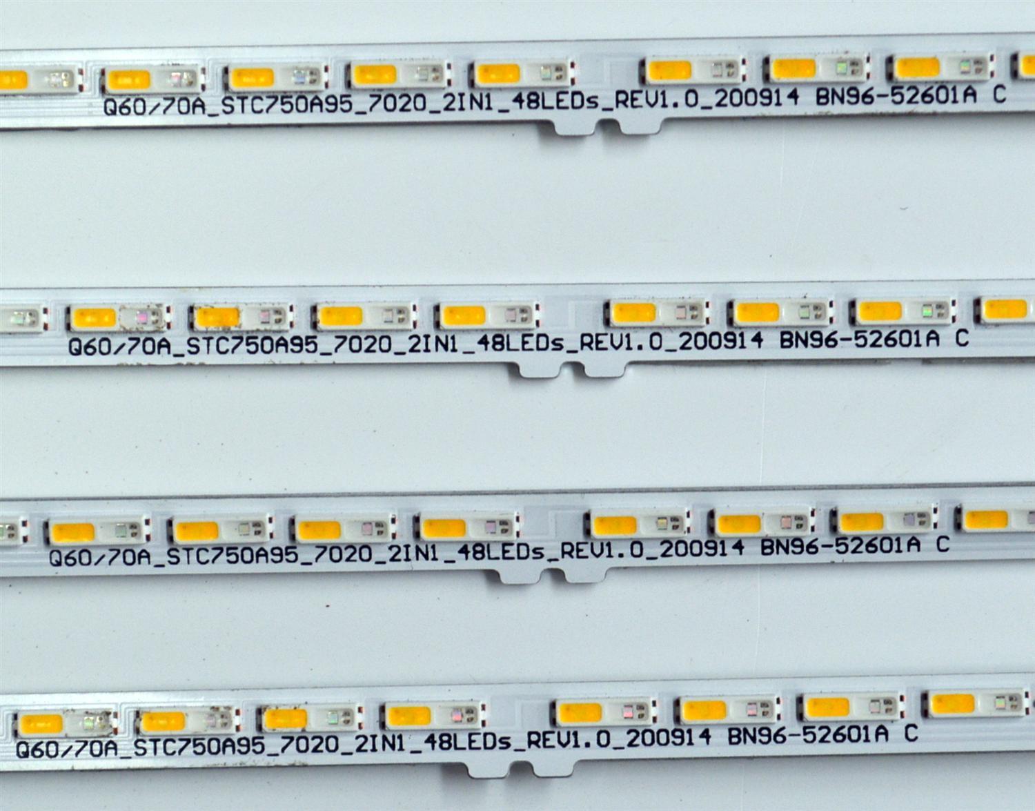 KIT DE LEDS ORIGINAL PARA TV SAMSUNG 4 PIEZAS / NUMERO DE PARTE BN96-52601A / Q60/70A_STC750A95__2INI_48LEDS_REV1.0_200914 BN96-52601A C / BN9652601A / PANEL CY-QA075FGHV7H / DISPLAY ST7461D02-M VER.2.1 / MODELO QN75Q7DAAFXZA - Imagen 2