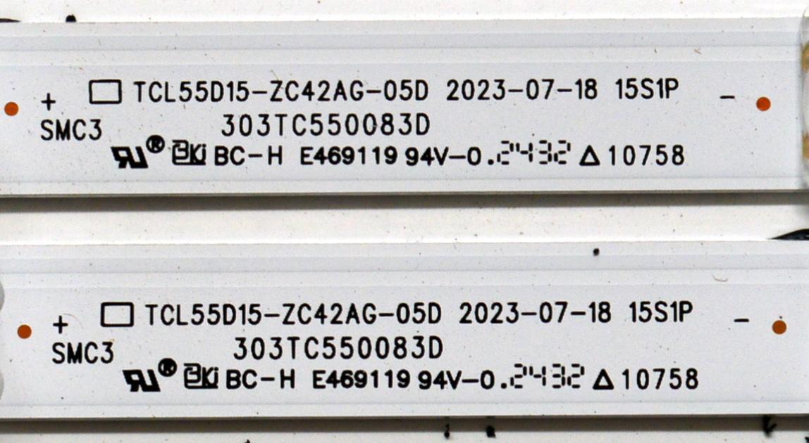 KIT DE LEDS ORIGINAL PARA TV PHILIPS 2 PIEZAS / NUMERO DE PARTE 303TC550083D / TCL55D15-ZC42AG-05D / 4L-ZX055T-ZC031C / 240824AB09 / TC550MA8 / PANEL LVU550CSDX E1138 / DISPLAY ST5461D12-8 VER.2.2 / MODELO 55PUL7552/F7 / 55PUL7552/F7 E - Imagen 4