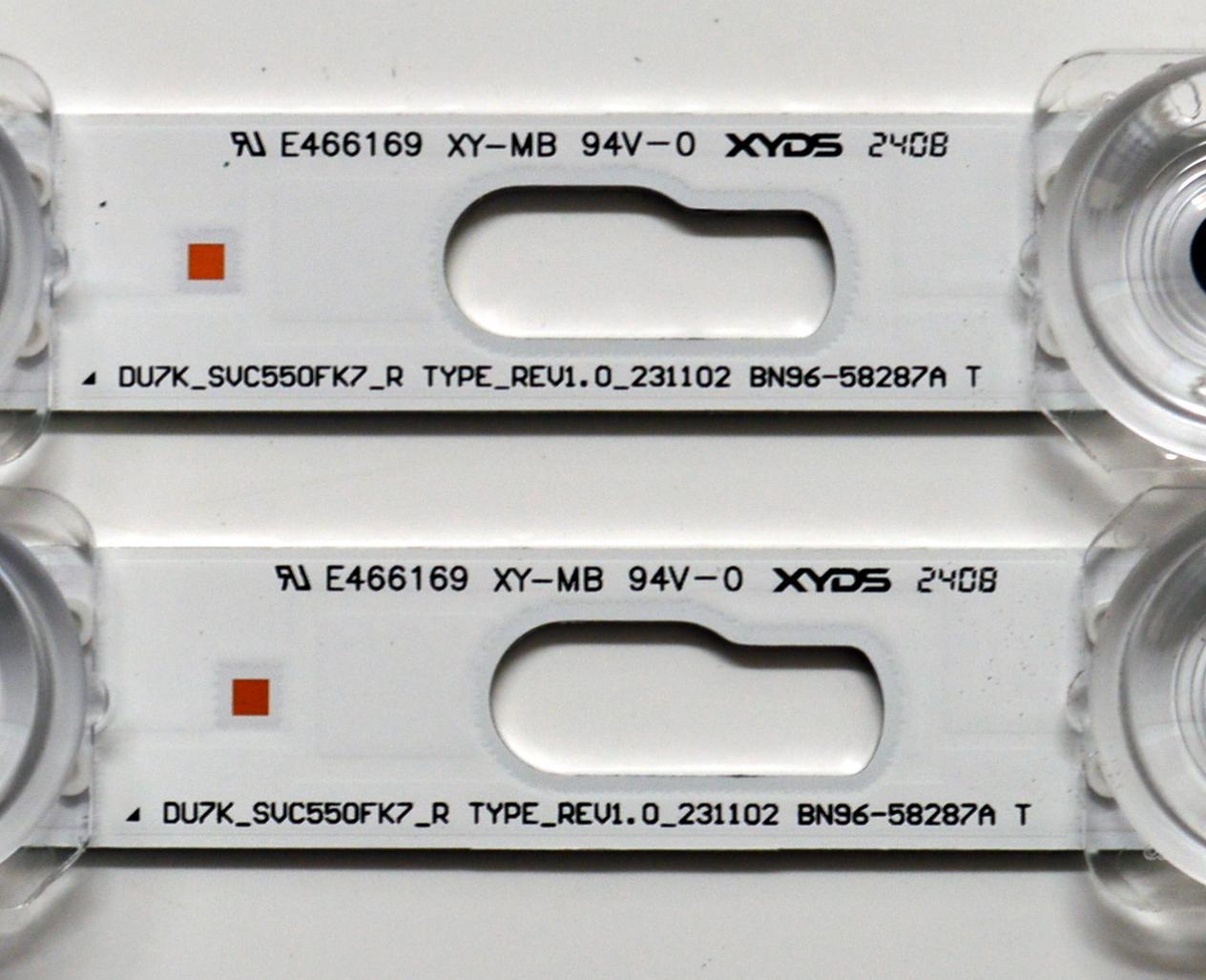 KIT DE LEDS ORIGINAL PARA TV SAMSUNG 4 PIEZAS / NUMERO DE PARTE BN96-58286A / BN96-58287A / DU7K_SVC550FK7_L / DU7K_SVC550FK7_R / TYPE_REV1.0_231102 / 58286A / 58287A / PANEL CY-BD055HGXV2H / DISPLAY LC550EQC (SP)(A3) / MODELO UN55DU7200BXZA WB01 - Imagen 2