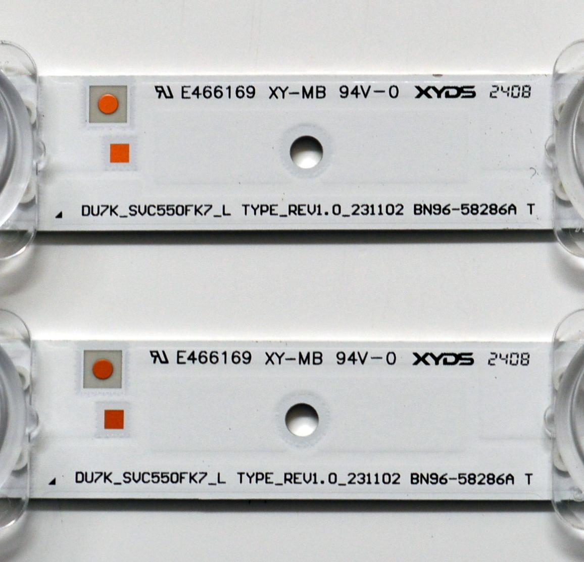 KIT DE LEDS ORIGINAL PARA TV SAMSUNG 4 PIEZAS / NUMERO DE PARTE BN96-58286A / BN96-58287A / DU7K_SVC550FK7_L / DU7K_SVC550FK7_R / TYPE_REV1.0_231102 / 58286A / 58287A / PANEL CY-BD055HGXV2H / DISPLAY LC550EQC (SP)(A3) / MODELO UN55DU7200BXZA WB01 - Imagen 6