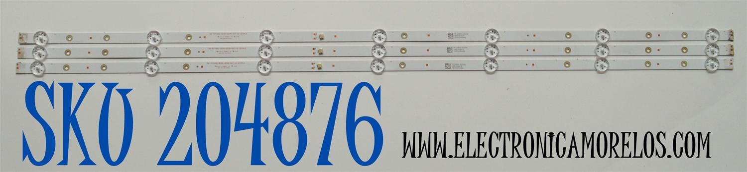 KIT DE LEDS ORIGINAL PARA TV WESTINGHOUSE 3 PIEZAS / NUMERO DE PARTE 261501013351 / 06-43T680-3030-0D35-3X7-V1-210413 / 180L3M30-B / 230101044460 / PANEL HK430WLEDM-JHYYH / DISPLAY PT430GT03-1 VER.1.0 / MODELO WR43UT4212