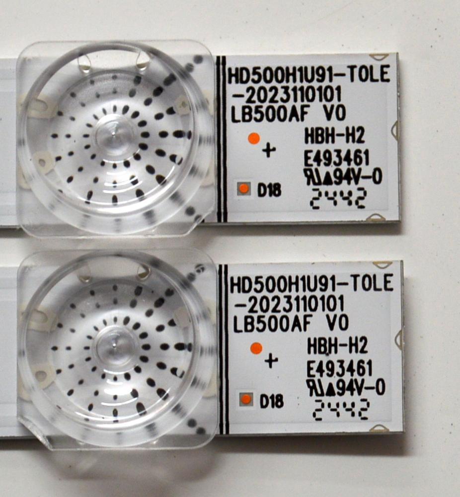 KIT DE LEDS ORIGINAL PARA TV HISENSE 2 PIEZAS / NUMERO DE PARTE LB500AF V0 / HD500H1U91-T0LE-2023110101 / 1318037500 / HE241112 / 9B25 B1 / PANEL HD500H1U91-T0LHK2\ROH / DISPLAY CV500U2-L01 REV:02 / MODELO 50QD65NF - Imagen 3