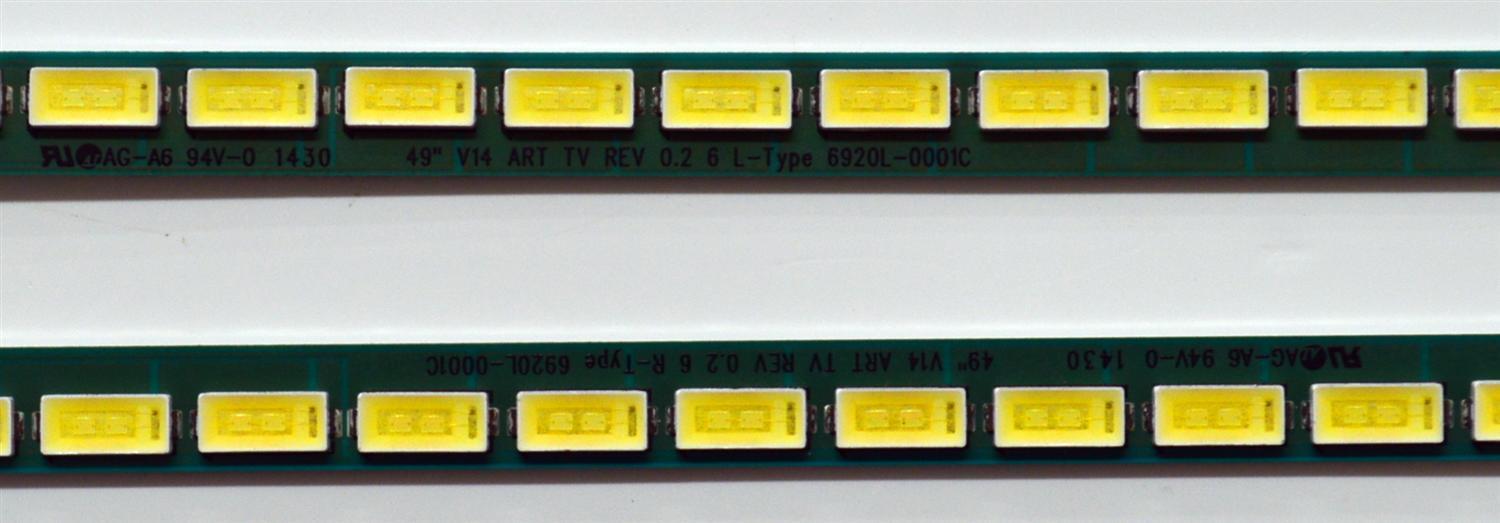 KIT DE LEDS ORIGINAL PARA TV LG 2 PIEZAS / NUMERO DE PARTE 6920L-0001C / 49" V14 ART TV REV 0.2 6 L-TYPE / PANEL LC490EQE (XG)(F2) / MODELO 49UB8500-UA / 49UB8500-UA.AUSWLJM - Imagen 2
