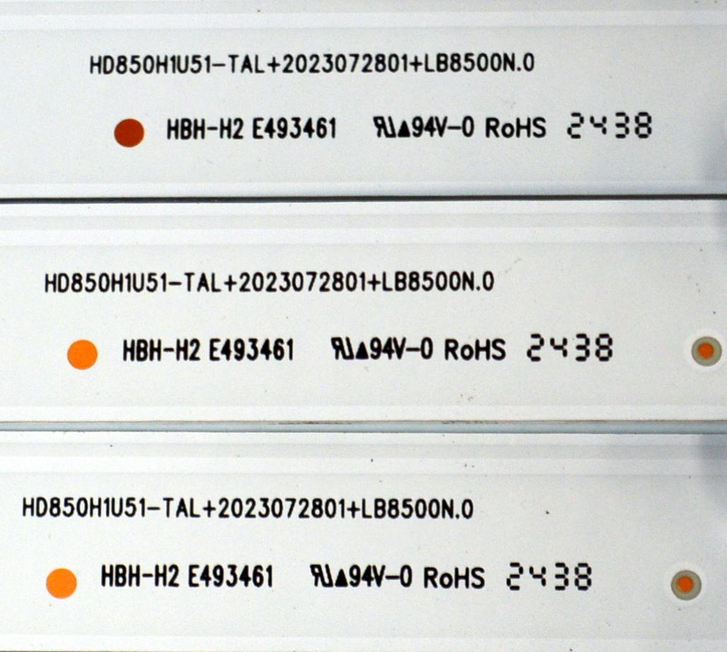 KIT DE LEDS ORIGINAL PARA TV HISENSE 12 PIEZAS / NUMERO DE PARTE LB8500N.0 / HD850H1U51-TAL / 2023072801 / LB8500N.0 / 1314914 / 7MU1 / 7UL2 / PANEL HD850HIU52-T0LF\ROH / DISPLAY T850QVN03.7 / MODELO 85QD75N - Imagen 3