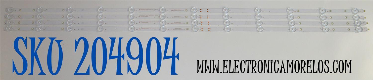 KIT DE LEDS ORIGINAL PARA TV ROKU SELECT SERIES 4 PIEZAS / NUMERO DE PARTE 3035512008BD / LED55D12-ZC62AG-11BDF / B005P00105667A / 23080BC10 / 5500M015 / DISPLAY ST5461D18-2 VER.2.1 / MODELO 55R4A5X
