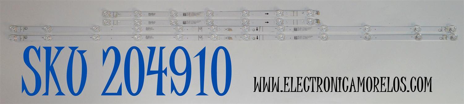 KIT DE LEDS ORIGINAL PARA TV TCL 4 PIEZAS / NUMERO DE PARTE 55HR330M07B5 V1 / 55HR332M12AH V0 / 55LJ / LL2AB09U1C / B0101-001545 / B0101-001544 / PANEL LVU550NDJL / DISPLAY ST5461D18-2 V2.1 / MODELO 55S571G / 55S551G