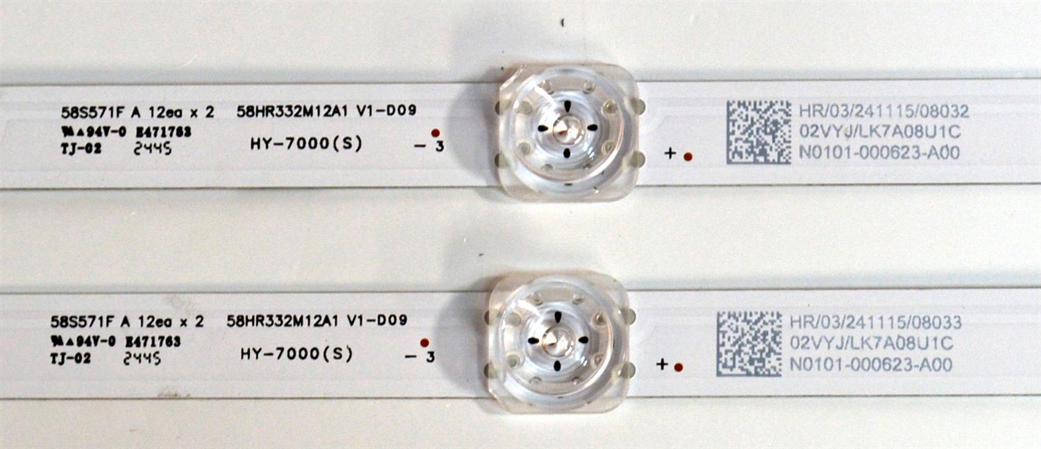 KIT DE LEDS ORIGINAL PARA TV TCL 4 PIEZAS / NUMERO DE PARTE 58HR332M12A1 / 58HR332M07B1 / 58HR332M12A1 V1-D09 / 58HR332M07B1 V1-D09 / HY-7000 (S) / 02VYJ / LK7A08U1C / N0101-000623-A00 / N0101-000624-A00 / DISPLAY CV580U3-L02 REV:01 / MODELO 58S571F - Imagen 4