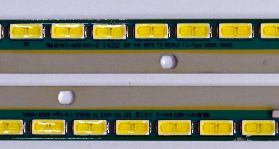 KIT DE LEDS ORIGINAL PARA TV LG 2 PIEZAS / NUMERO DE PARTE 6920L-0001C / 65" V14 ART TV REV0.5 1 L-TYPE / 65" V14 ART TV REV0.5 1 R-TYPE / PANEL LC650EQF / MODELO 65UB9500 - Imagen 2