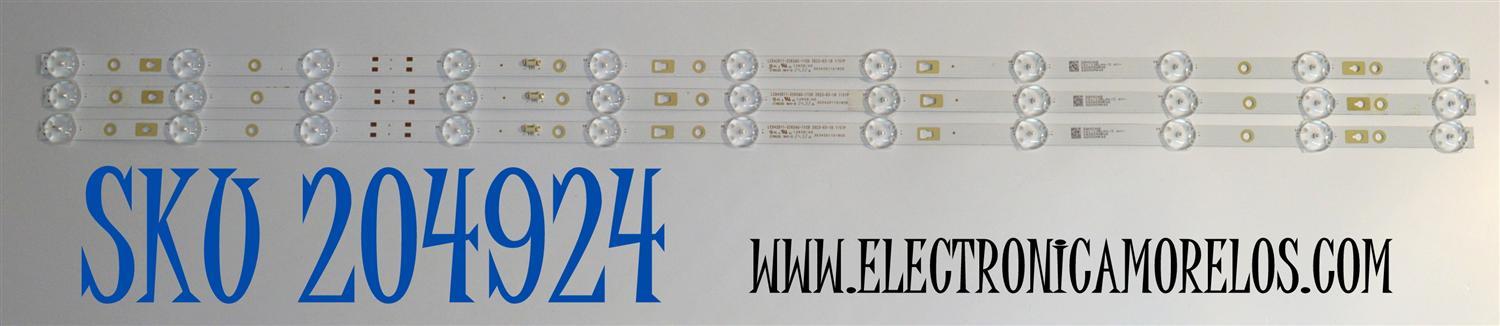 KIT DE LEDS ORIGINAL PARA TV  ROKU SELECT SERIES 3 PIEZAS / NUMERO DE PARTE 30342011018CD / LED42D11-ZC62AG-11CD / 240808AB06 / 42000M64S / DISPLAY V430DJ1-Q01 REV.D2 / MODELO 43R4AX / 43R4A4