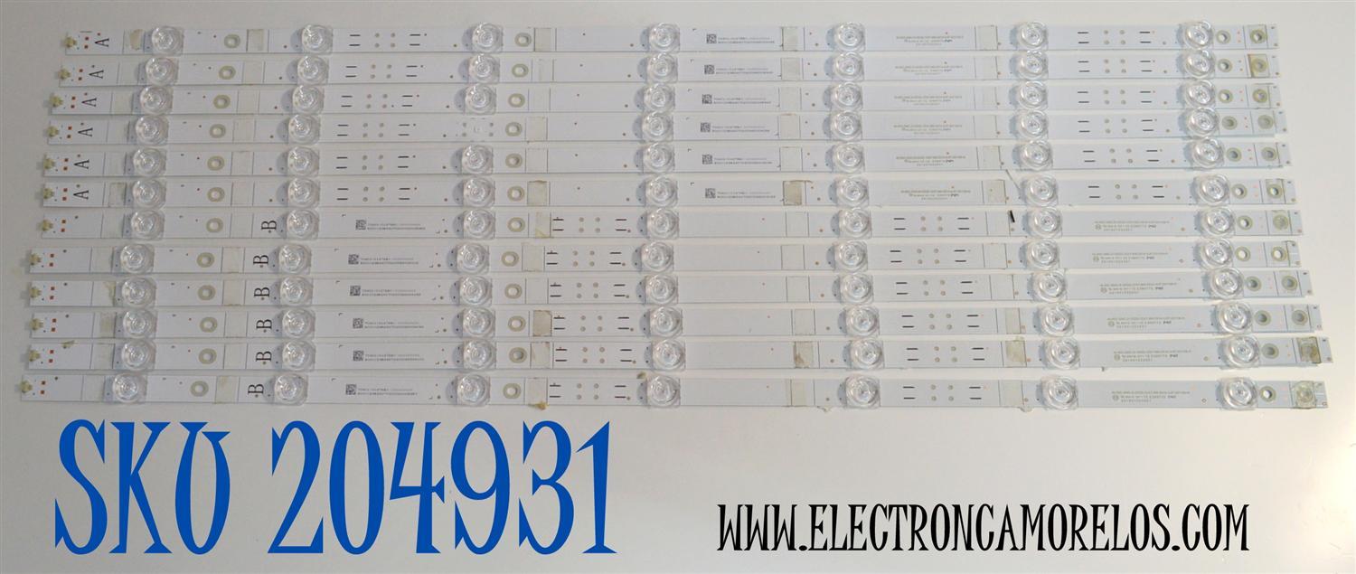 KIT DE LEDS ORIGINAL PARA TV VIZIO 10 PIEZAS / NUMERO DE PARTE 261501022641 / 261501022651 / 40-65C-SMC-D-OD22-12X7-685.5X14-0.8T-231109-G / 70401-01876BX / 70401-01875BX / PANEL BOEI650WQ1 / DISPLAY HV650QUB-F71 / MODELO M65Q6-L4 / M65Q6-L4 LBSFR7KA