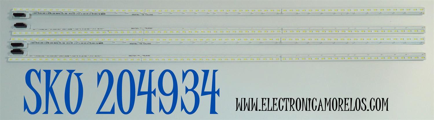 KIT DE LEDS ORIGINAL PARA TV LG 4 PIEZAS / NUMERO DE PARTE SSC_Y23_75UR90_BOE_66LED / SSC_Y23_75UR90_BOE_66LED_A BAR_REV03_220517 / SSC_Y23_75UR90_BOE_66LED_B BAR_REV03_220517 / PANEL NC750EQG-ABMH1 / DISPLAY HV750QUB-F9E / MODELO 75UR9000PUA.BUSFLKR