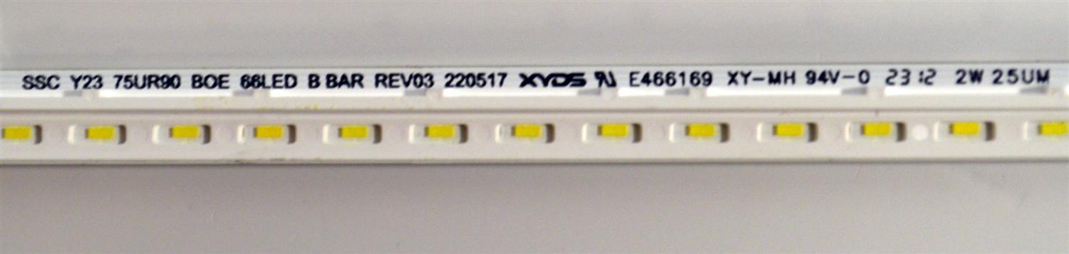 KIT DE LEDS ORIGINAL PARA TV LG 4 PIEZAS / NUMERO DE PARTE SSC_Y23_75UR90_BOE_66LED / SSC_Y23_75UR90_BOE_66LED_A BAR_REV03_220517 / SSC_Y23_75UR90_BOE_66LED_B BAR_REV03_220517 / PANEL NC750EQG-ABMH1 / DISPLAY HV750QUB-F9E / MODELO 75UR9000PUA.BUSFLKR - Imagen 4