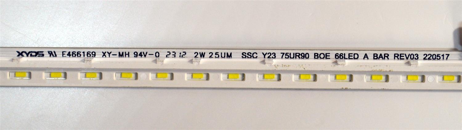 KIT DE LEDS ORIGINAL PARA TV LG 4 PIEZAS / NUMERO DE PARTE SSC_Y23_75UR90_BOE_66LED / SSC_Y23_75UR90_BOE_66LED_A BAR_REV03_220517 / SSC_Y23_75UR90_BOE_66LED_B BAR_REV03_220517 / PANEL NC750EQG-ABMH1 / DISPLAY HV750QUB-F9E / MODELO 75UR9000PUA.BUSFLKR - Imagen 3