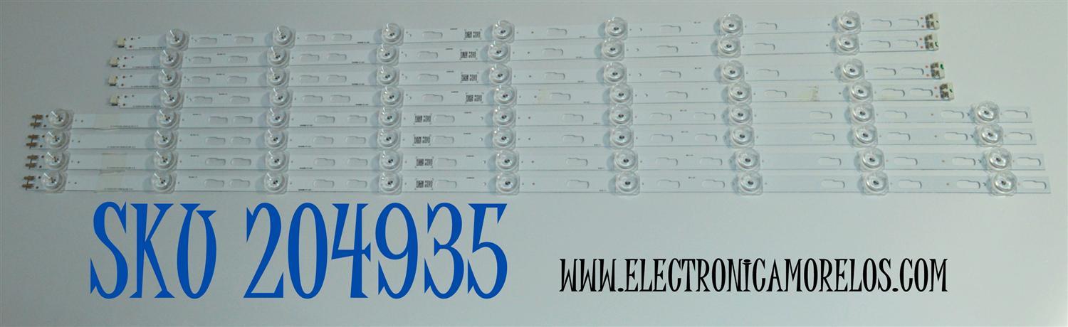 KIT DE LEDS ORIGINAL PARA TV SAMSUNG 8 PIEZAS / NUMERO DE PARTE BN96-58293A / BN96-58292A / JL.D700G1330-408AL-M_V09 6.5 / JL.D700G1330-408AR-M_V09 6.5 / PANEL CY-BD070HGDV1H / DISPLAY JE695R3HE1K / BN96-54406A / MODELO UN70DU6900DXZA / UN70DU7200DXZA