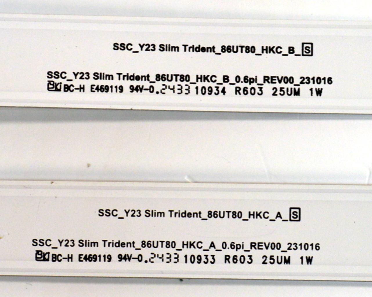 KIT DE LEDS ORIGINAL PARA TV LG 22 PIEZAS / NUMERO DE PARTE EAV65081201 / EAV65081301 / SSC_Y23 SLIM TRIDENT_86UT80_HKC_B_S / SSC_Y23 SLIM TRIDENT_86UT80_HKC_A_0.6Pi_REV00_231016 / PANEL NC860TQE-AHMH1 / DISPLAY PT860GS01-6 / MODELO 86UT7550AUA.BUSTLKR - Imagen 3
