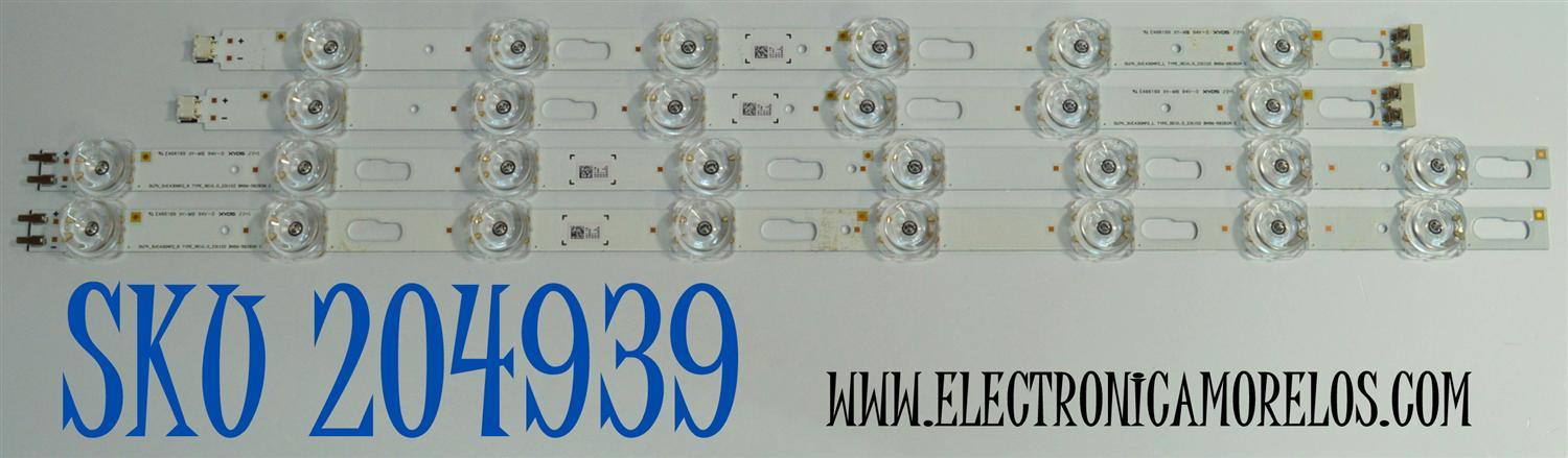 KIT DE LEDS ORIGINAL PARA TV SAMSUNG 4 PIEZAS / NUMERO DE PARTE BN96-58283A / BN96-58282A / DU7K_SVC430AP2_L / DU7K_SVC430AP2_R / TYPE_REV1.0_231102 / 58283A / 58282A / PANEL CY-BD043HGCV2H / DISPLAY PT430GT01-B VER.1.1 / MODELO UN43DU7200BXZA XB01