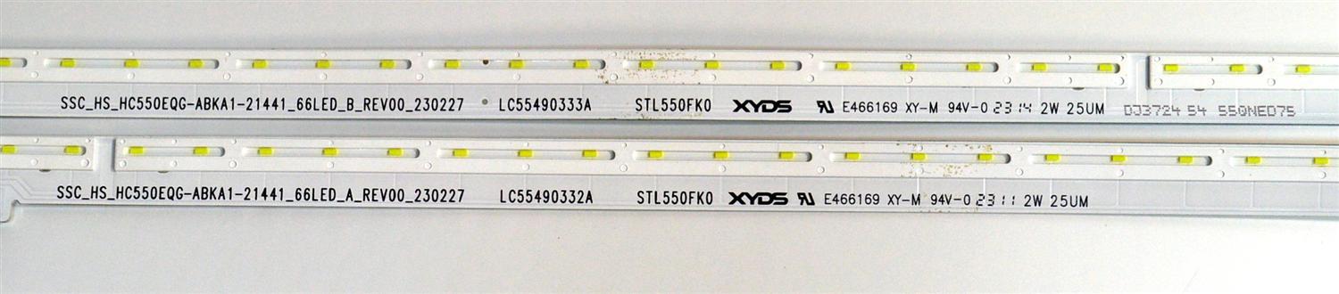 KIT DE LEDS ORIGINAL PARA TV LG 2 PIEZAS / NUMERO DE PARTE LC55490332A / LC55490333A / SSC_HS_HC550EQG_ABKA1-21441_66LED_B_REV00_230227 / STL550FK0 / 55QNED75 / PANEL HC550EQG-ABKA1-2144 / DISPLAY HV550QUB-F1D / MODELO 55QNED75ARA / 55QNED75ARA.BUSFJLR - Imagen 2
