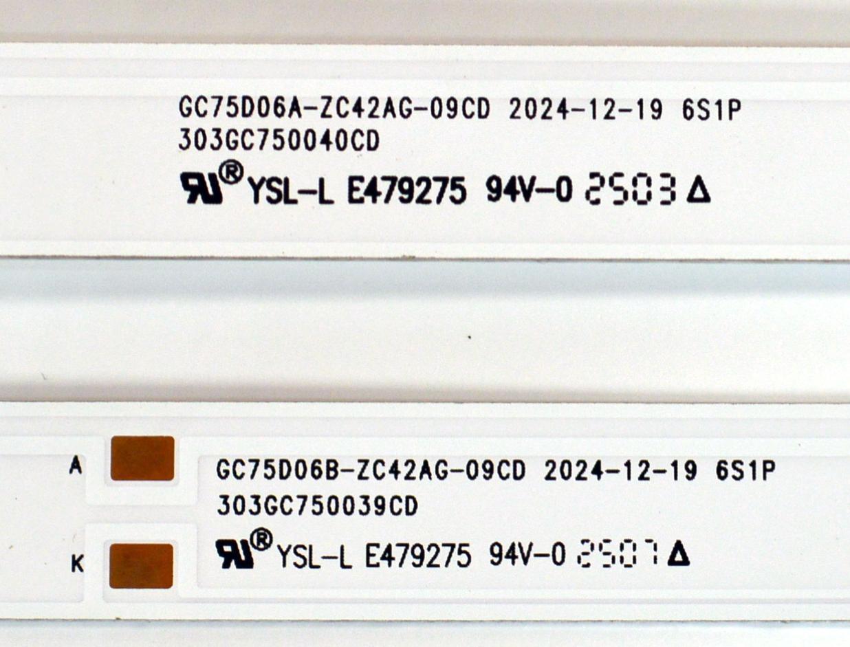 KIT DE LEDS ORIGINAL PARA TV LG 10 PIEZAS / NUMERO DE PARTE 303GC750039CD / 303GC750040CD / GC75D06A-ZC42AG-09CD / GC75D06B-ZC42AG-09CD / 70401-021 / GC750M35 / GC750M36 / PANEL BOEB750WQ19F9F / DISPLAY HV750QUB-F9F / MODELO 75UA7500ZUA.CUSFBH - Imagen 3