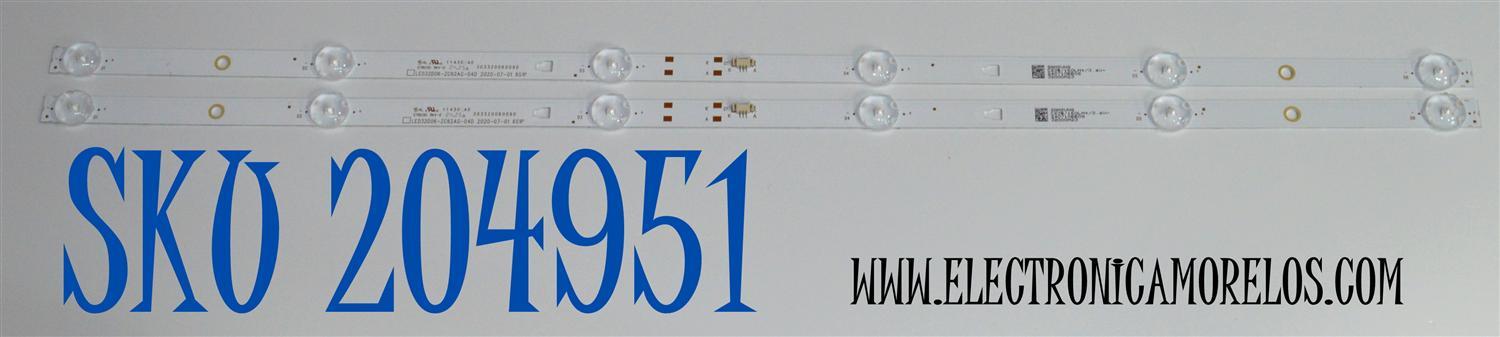 KIT DE LEDS ORIGINAL PARA TV VIZIO 2 PIEZAS / NUMERO DE PARTE 30332006009D / LED32D06-ZC62AG-04D / 240710BB08 / 32000M23 / DISPLAY V320BJ9-Q01 REV.C1 / MODELO VHD32M-0810 / VHD32M-0810 LMC1U1LA