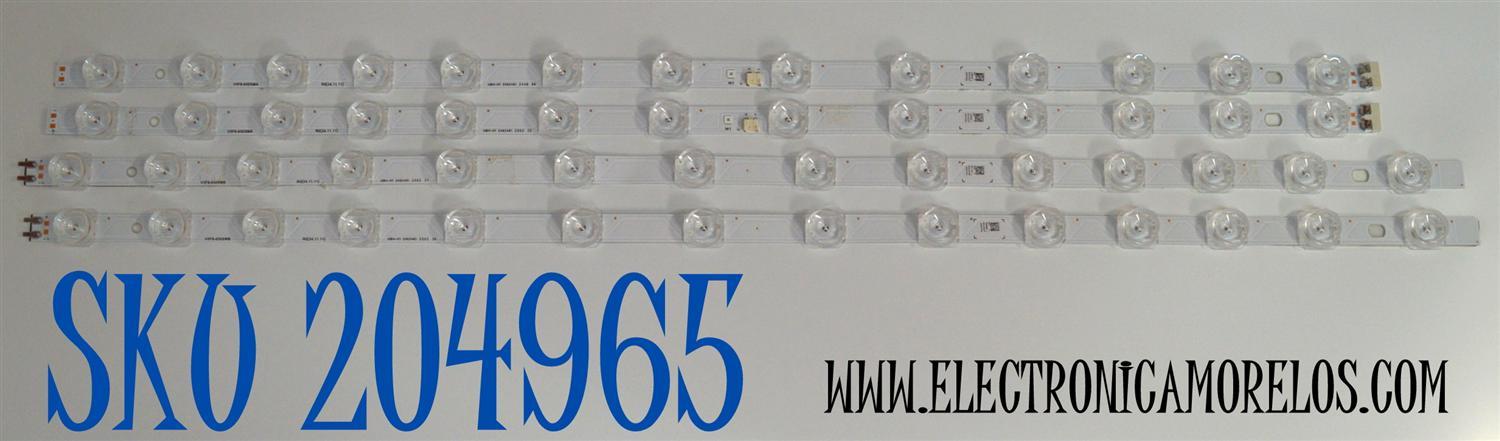 KIT DE LEDS ORIGINAL PARA TV SAMSUNG 4 PIEZAS / NUMERO DE PARTE BN96-60376A / BN96-60377A / V5F8-650SMA / V5F8-650SMB / 60376A / 60377A / PANEL CY-BF065HGHV8H / DISPLAY ST6451D06-9 V2.1 / MODELO UN65U8000FBXZA / UN65U8000FBXZA CB01
