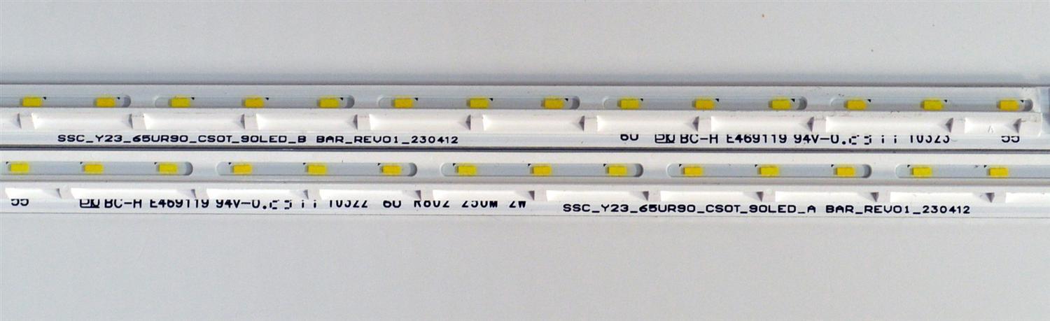 KIT DE LEDS ORIGINAL PARA TV LG 2 PIEZAS / NUMERO DE PARTE SSC_Y23_65UR90_CS0T_90LED / SSC_Y23_65UR90_CS0T_90LED_A BAR_REV01_230412 / SSC_Y23_65UR90_CS0T_90LED_B BAR_REV01_230412 / PANEL NC650EQG-VCMH1 / DISPLAY ST6451D06-2 / MODELO 65UA7500ZUA.BUSFLKR - Imagen 2