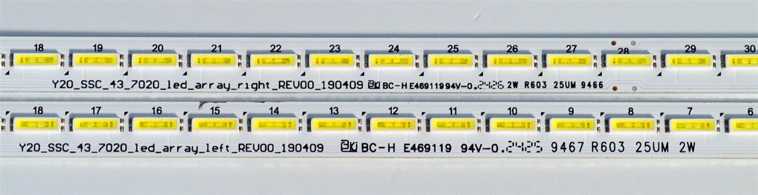 KIT DE LEDS ORIGINAL PARA TV LG 2 PIEZAS / NUMERO DE PARTE STL430AF3 / STL430AF3-L / STL430AF3-R / Y20_SSC_43_7020_LED_ARRAY_LEFT_REV00_190409 / Y20_SSC_43_7020_LED_ARRAY_RIGHT_REV00_190409 / PANEL ND430EQG-SBHR3 / DISPLAY DV430QUB-L2D /MODELO 43UA7500ZUA - Imagen 3