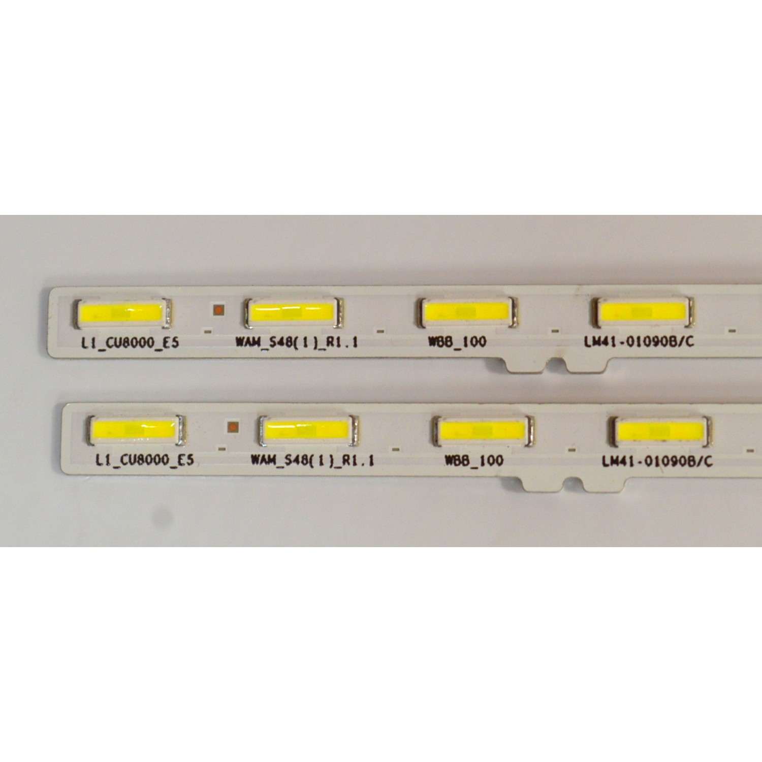 KIT DE LEDS ORIGINAL NUEVOS PARA TV SAMSUNG 2 PIEZAS / NUMERO DE PARTE BN96-54556A / LM41-0109B/C / L1_CU8000_ES WAM_S48(1)_R1.1 WBB_100 / 54556A / MODELO UN55CU8200F - Imagen 2